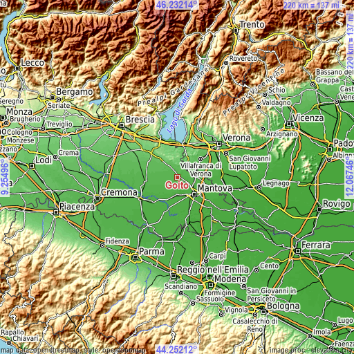 Topographic map of Goito