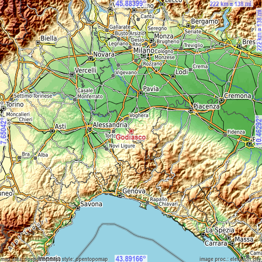 Topographic map of Godiasco