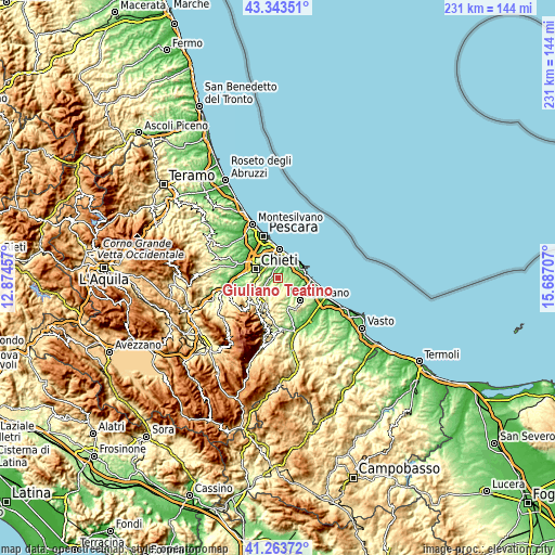 Topographic map of Giuliano Teatino