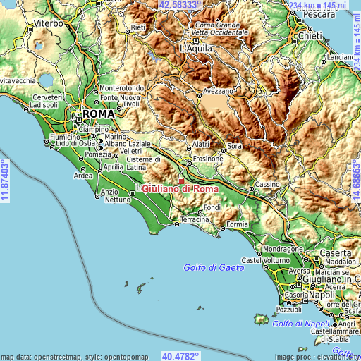 Topographic map of Giuliano di Roma