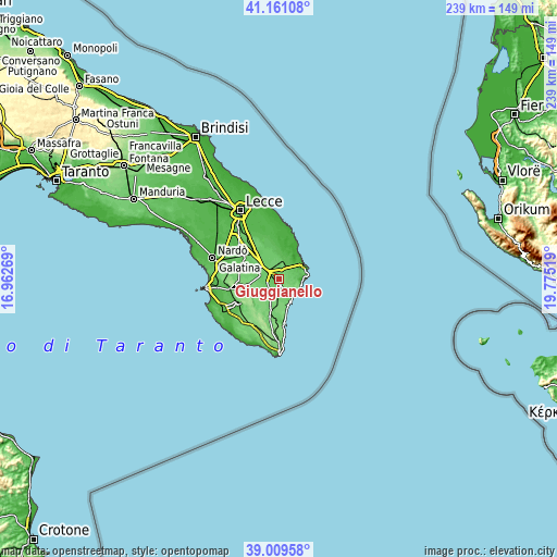 Topographic map of Giuggianello