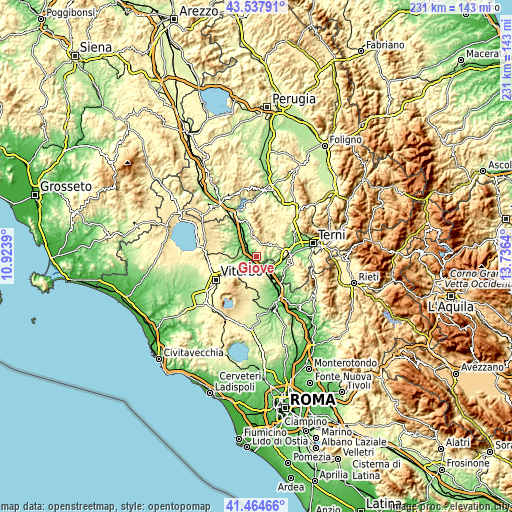 Topographic map of Giove