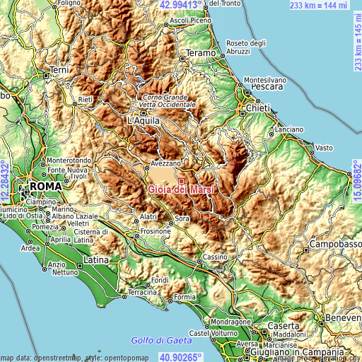 Topographic map of Gioia dei Marsi