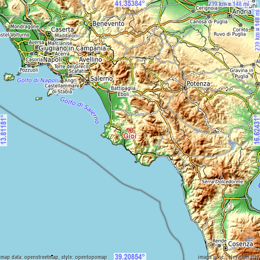 Topographic map of Gioi