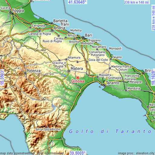 Topographic map of Ginosa