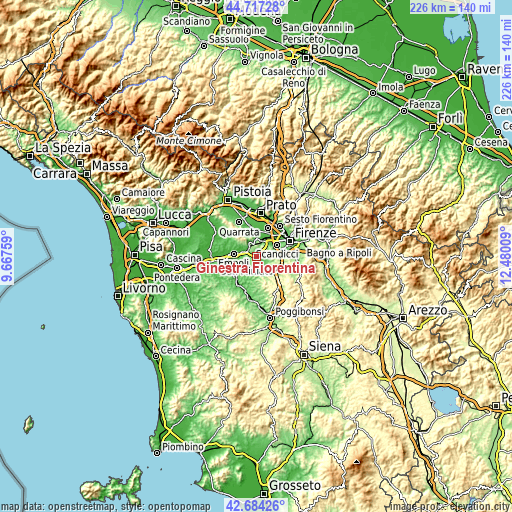 Topographic map of Ginestra Fiorentina