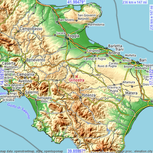 Topographic map of Ginestra