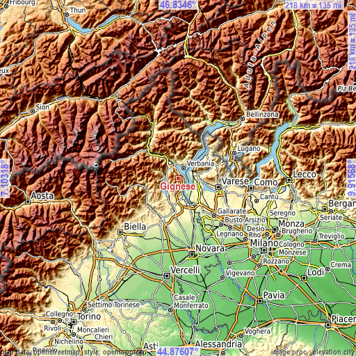 Topographic map of Gignese