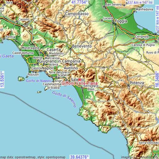 Topographic map of Giffoni Valle Piana