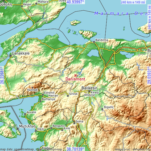 Topographic map of Danişment