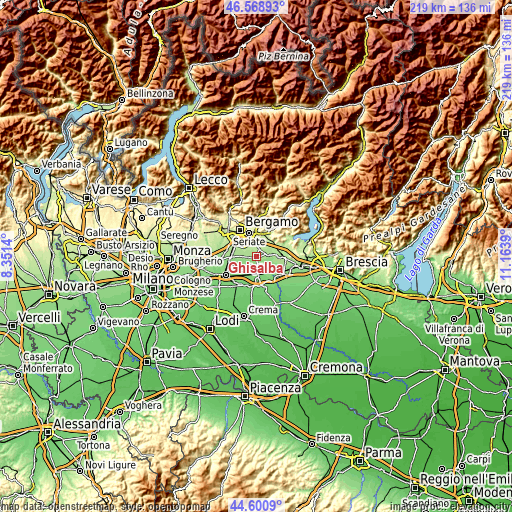 Topographic map of Ghisalba