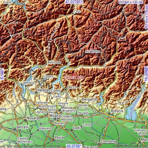 Topographic map of Gerola Alta