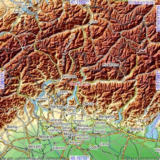 Topographic map of Gera Lario