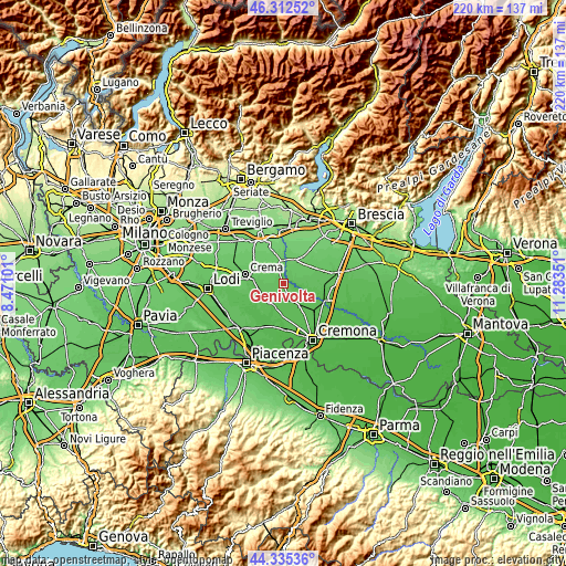 Topographic map of Genivolta