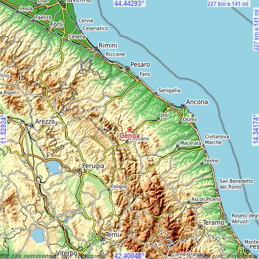 Topographic map of Genga