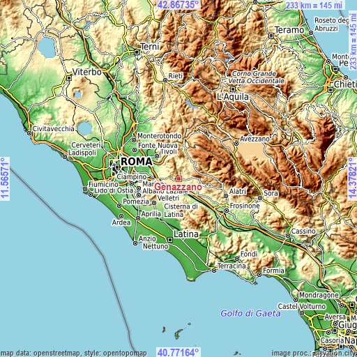 Topographic map of Genazzano