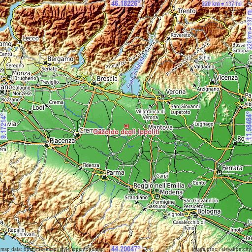 Topographic map of Gazoldo degli Ippoliti