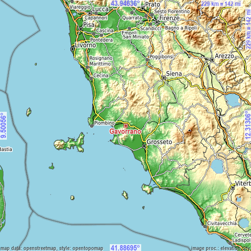 Topographic map of Gavorrano