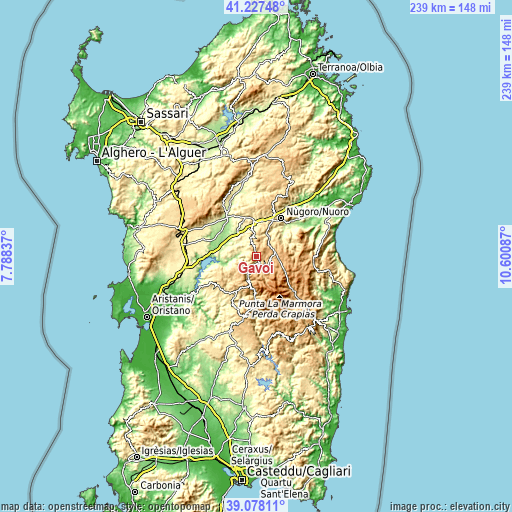 Topographic map of Gavoi