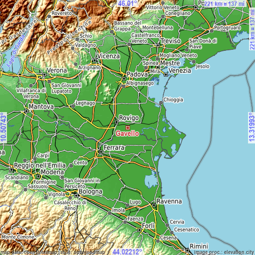 Topographic map of Gavello