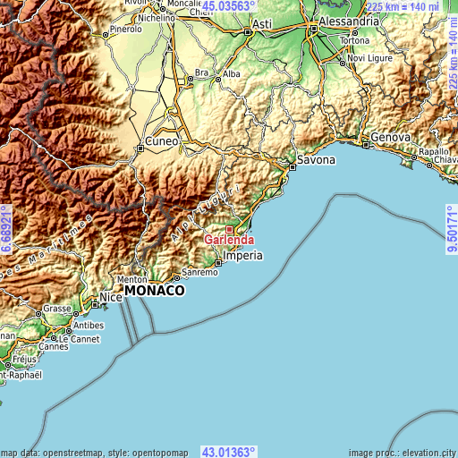 Topographic map of Garlenda