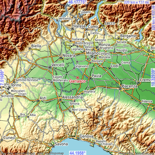 Topographic map of Garlasco
