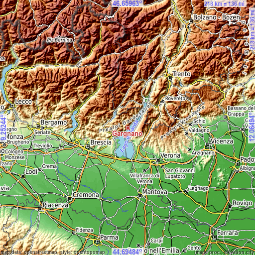 Topographic map of Gargnano