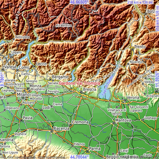 Topographic map of Gardone Val Trompia