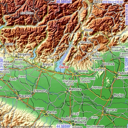 Topographic map of Garda