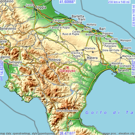 Topographic map of Garaguso