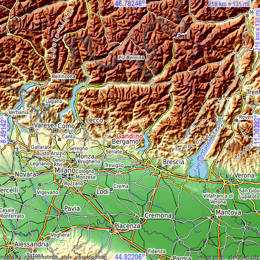 Topographic map of Gandino