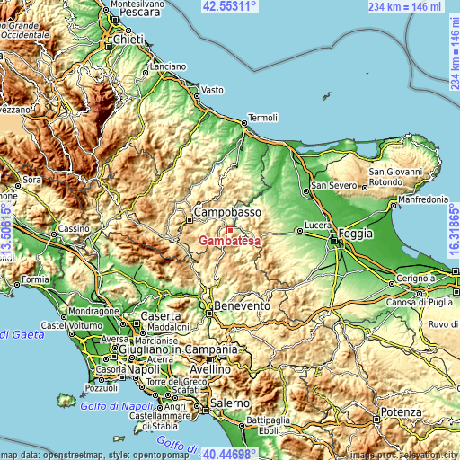 Topographic map of Gambatesa