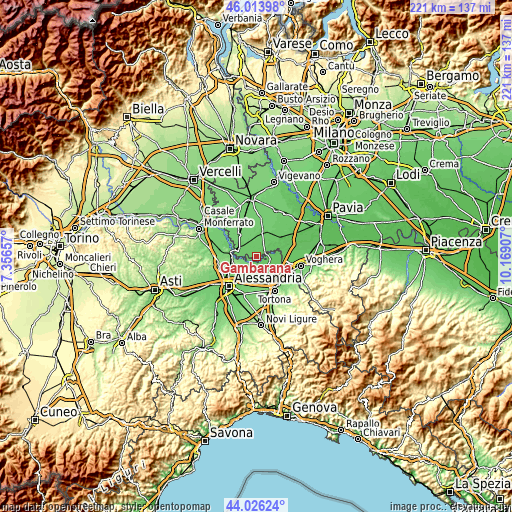 Topographic map of Gambarana