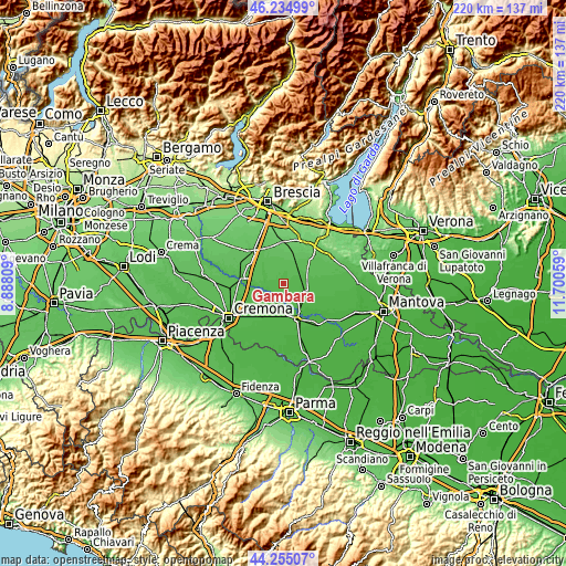 Topographic map of Gambara