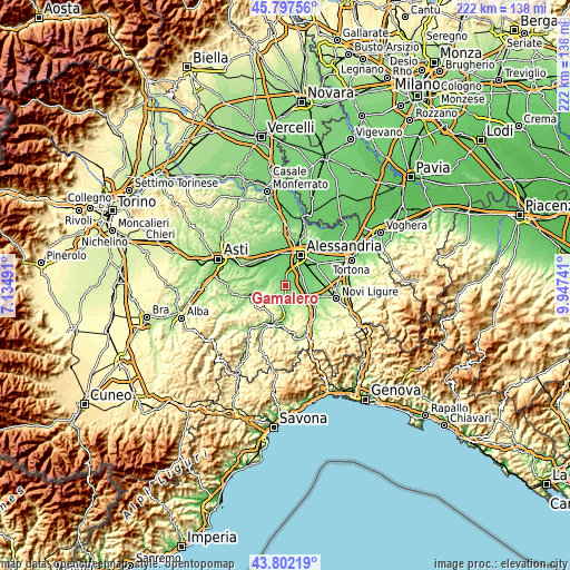 Topographic map of Gamalero