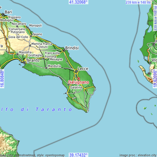 Topographic map of Galugnano