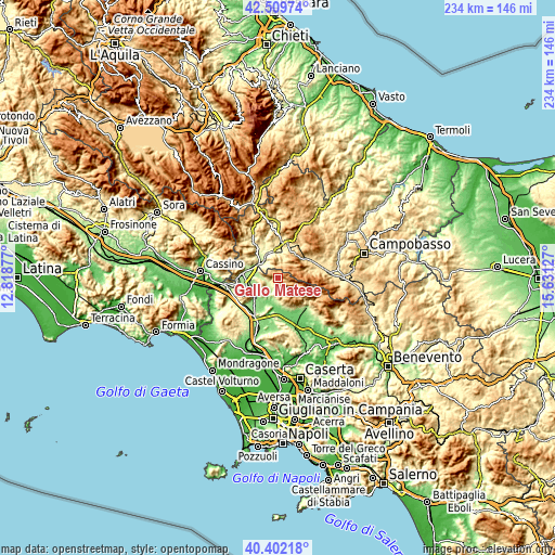 Topographic map of Gallo Matese