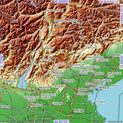 Topographic map of Gallio