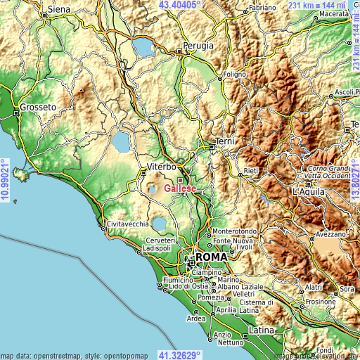 Topographic map of Gallese