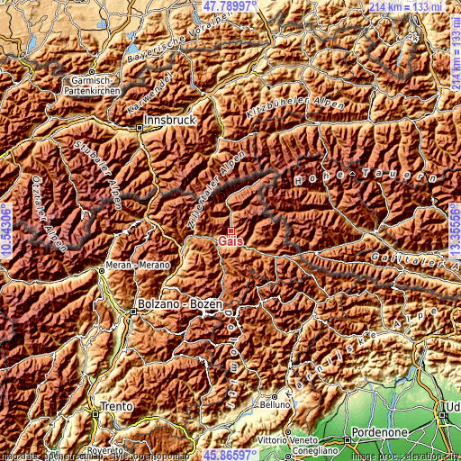 Topographic map of Gais