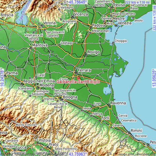 Topographic map of Gaibanella-Sant'Edigio