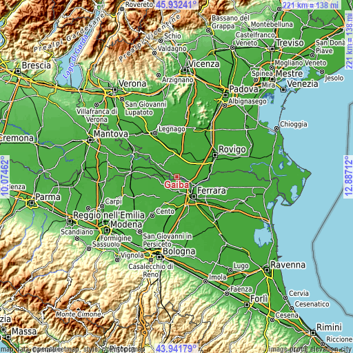Topographic map of Gaiba