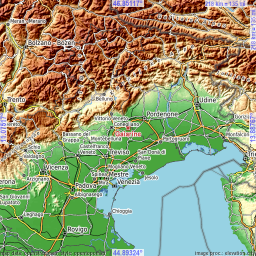 Topographic map of Gaiarine