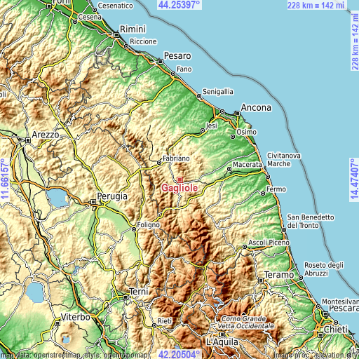 Topographic map of Gagliole