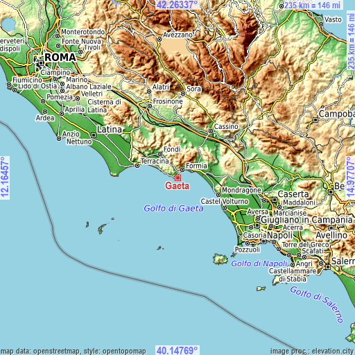 Topographic map of Gaeta