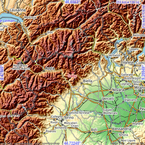 Topographic map of Gaby