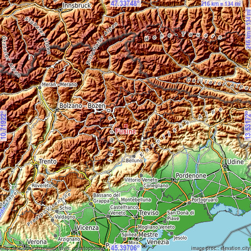 Topographic map of Fusine