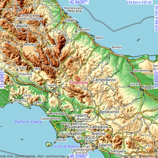 Topographic map of Frosolone