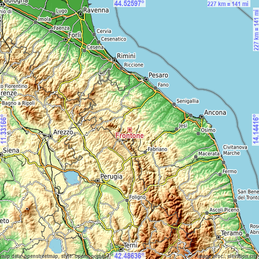 Topographic map of Frontone