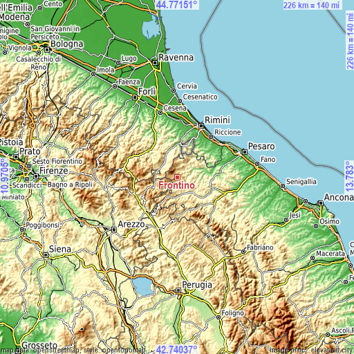 Topographic map of Frontino